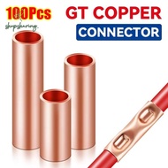 SHOPSHARING 100Pcs GT Copper Terminal Connecting Tube, Brass Hole Passing Wire Terminal Crimp, GT-1/
