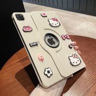 CrashStar 360 Rotating Stand Leather Flip tablet Case With Cartoon Kitty Cat DIY Sticker For iPad 11