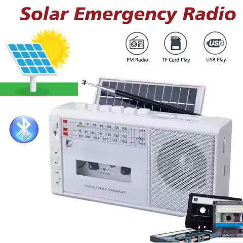 Portable Solar Stereo Wireless Bluetooth Mp3 Audio Cassette Tape Recorder Player USB AM/FM/SW Multib