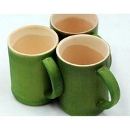 3 bamboo cups, tea cups, coffee