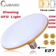 OU BANG Đèn LED UFO Ba Màu E27 Bóng Đèn LED AC 220V 20W/40W/60W/100W Lampada Đèn LED Chiếu Điểm UFO 