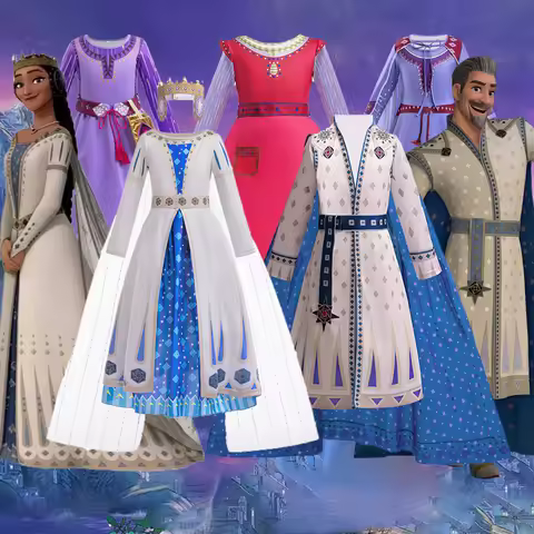 Movie Wish Christmas Costumes for Kids King Magnifico Role Play Queen Asha Dahlia Birthday Party Dre
