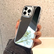 🔥COD🔥ดอกไม้แฟชั่น กรณีกระจกแต่งหน้าสำหรับ เคสโทรศัพท์มือถือ แบบนิ่ม มีกระจก สําหรับ For iPhone เคส 11 13 14 12 15 Pro Max เคสไอโฟน11 กรณี Soft TPU Silicon mirror surface Case อ่อน