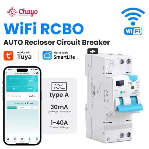 WIFI RCBO TYPE A Adjustable Smart Circuit Breaker Residual Current Circuit breaker With Over Current