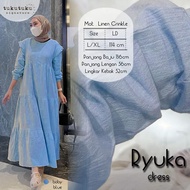RYUKA MAXY DRESS - Contemporary Women's Plain Gamis Made of Linen Crinkle Busui Friendly