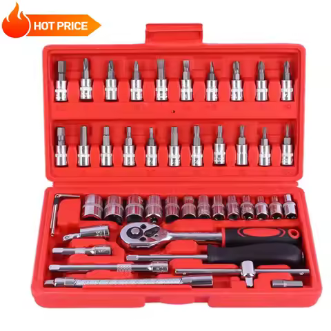 46pcs/Set Socket Wrench Diy Repair Tool Kit Ratchet Screwdriver for Car Repair Hardware Toolbox for 