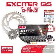RK Exciter 135 428 14T 38T 132L Chain Sprocket – RK Malaysia Rubber Seal Chain