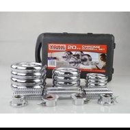 BARBEL 20 KG / DUMBEL 20 KG /DUMBLE 20KG YORK CHROME SET -MR.LAZ7