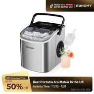 EUHOMY Ice Maker Countertop with Handle, 26lbs in 24Hrs, 9 Ice Cubes Ready in 6 Mins, Auto-Cleaning 