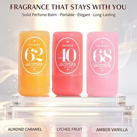 Solid Perfume Balm Lychee Vanilla Caramel 3 Scents Travel Portable Pocket Natural Long-Lasting Fragr