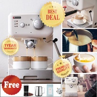 Hauswirt HC71 25-Second Quick Coffee 15-Bar Italian Pump Semi-Automatic Espresso and Cappuccino Mach