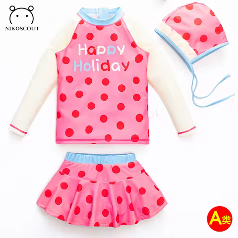 Baby Swimsuit Girl's Good-Looking Little Girl's Swimsuit Long-Sleeved Split Sunscreen Quick-Drying K