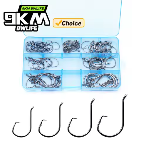 9KM Fishing Circle Hook Kit 90-210pcs Fishing Hooks Saltwater Surf Fishing Catfish Octopus Bass Offs