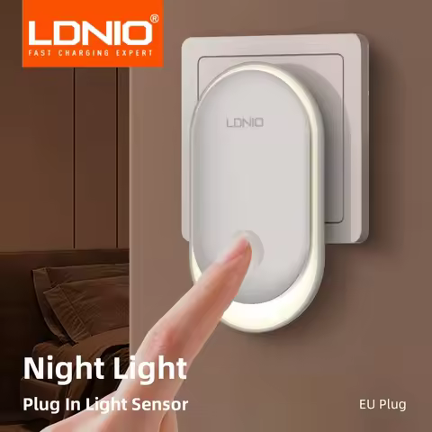 LDNIO Night Light Plug In Light Sensor Energy Saving EU Plug Small Led Nightlight Wall Aisle Bedroom