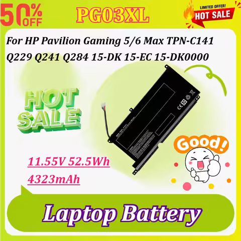PG03XL 11.55V 4323mAh Laptop Battery for HP Pavilion Gaming 5/6 Max TPN-C141 Q229 Q241 Q284 15-DK 15
