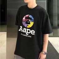 [Original] AAPE Men T shirt Colorful Round Seal Print Casual Cotton Round Neck Men Short Sleeve Baju