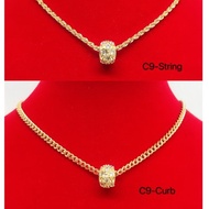 [VJ]Cop916🔥Premium Charm CZ Necklace 999.9 Bangkok Gold Plated [Rantai Leher Charm]