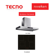 (HOOD + HOB) Tecno KA 9980 / KA9980 (90cm) High-suction Chimney Cooker Hood + Tecno TA 600VC / TA600VC (60cm) 4-burner Vitro-Ceramic Hob