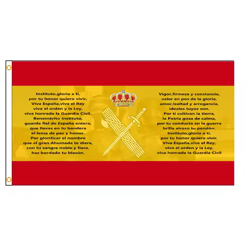 3x5Fts Spain Flag With Cross Burgundy Spanish Empire Cruz De San Andres And Anthem Of The Civil Guar
