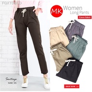 [NEW]☊♕🔥Baju Raya 2022🔥 MK Women's Casual Long Pants Women's Casual Pants Linen Trousers Women Pants Seluar Perempuan