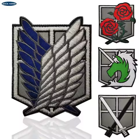 Attack on Titan Anime Embroidery Hook Loop Patches Wings of Freedom Badge Trainee Squad Stationary G