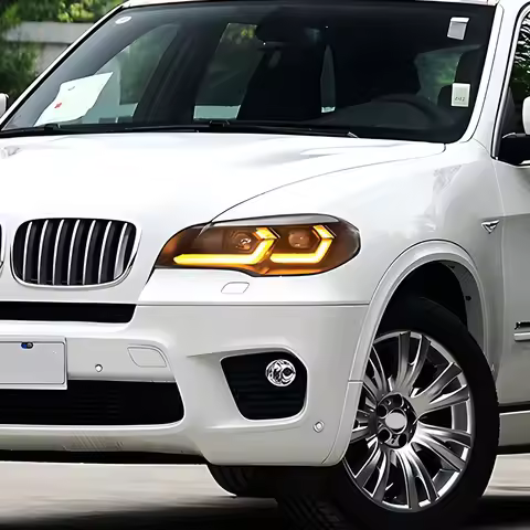 For BMW X5 E70 30i 35i 40i 2007-2013 LED Car Headlight Assembly Upgrade Double L Daytime Running Lig