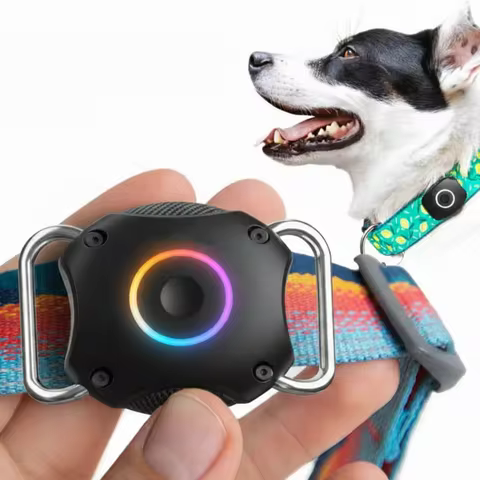 Pet Anti Lost Tracker Pets AirTag Case IPX7 Waterproof Stainless Steel & Plastic Dogs Collar Holder 