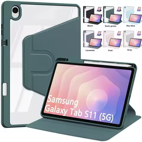 Acrylic 360° Rotating Stand Tablet Case for Samsung Galaxy Tab S11 Ultra 5G 14.6" S10 Lite S9 FE S8 