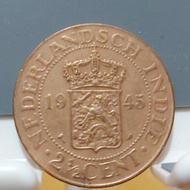 Uang koin kuno 2 1/2 sen cent tahun 1945 Nederlandsch Indie