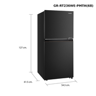 TOSHIBA ตู้เย็น 2 ประตู  ความจุ 6.4 คิว รุ่น GR-RT236WE-PMTH สีดำด้าน / สีเงินเข้ม  (รุ่นใหม่) GR-RT