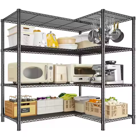 52.4W Storage Shelves 4Tier Load 1120LBS, Metal Shelving Heavy Duty Unit, Wire Shelving Rack,Adjusta
