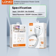 LDNIO SC1017 Extension Cord / UK Plug 5 Meter Extension Power Cord / 2500W One Way Universal Power Socket Anti Flaming