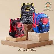 BSU School Bag Beg Sekolah  Cartoon Schoolbag Boy Backpack Toddler Beg Superman  Budak Lelaki Spider