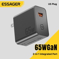 Essager 65W GaN 2-in-1 A+C Interface Port Quick Charge Chargers USB-A+Type-C Plug Type C PD3.0 QC4.0