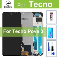 จอ LCD แบบดั้งเดิม Elifeking สำหรับ Tecno Pova 3 LF7n ชุดประกอบดิจิไทเซอร์หน้าจอสัมผัสหน้าจอพร้อมเคร