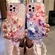 For IPhone 17 16 11 Pro 13 15 7Plus Pro Max 8 6 6s XR XS Floral Butterfly Cream Case