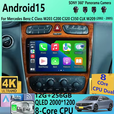 Android 15 Radio Stereo video Player Car For Mercedes Benz W203 Vito W639 Vaneo CLK W209 W210 CarPla
