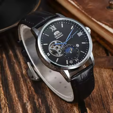 DFDG Unisex Watch Self Winding World Time Multifunction Waterproof Shockproof Star Orient Wristwatch