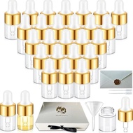 Set Botol Minyak Esensial 1Ml X 100 Pak Botol Penetes Kaca Tutup Emas Wadah Perjalanan Parfum Tingtu