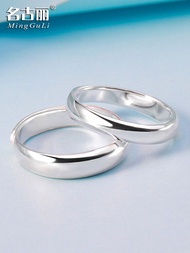 คู่ S999 แหวนเงินสเตอร์ลิงสําหรับผู้ชายและผู้หญิงที่มีการออกแบบปากเปิดแกะสลักชื่อเหมาะสําหรับนักเรีย