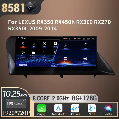 10.25" Android 14 For LEXUS RX350 RX450h RX300 RX270 RX350L 2009-2014 Car Radio Multimedia BT CarPla