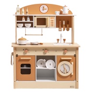 ROBUD Wooden Play Kitchen for Kids Toddlers, Kids Kitchen Playset with Realistic Accessories, Toy Ki