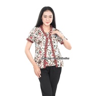 atasan batik wanita lengan 7/8 dan lengan pendek blouse batik kutubaru - lengan pendek s