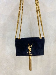 YSL 💋黑金💡鹿皮～流蘇斜背包👒現貨