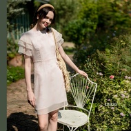 AMILA Dress AM-D1320 Angola Chiffon Short Sleeves IGPU25-2