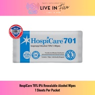HospiCare 701 IPA 70% Alcohol Wipes 1 Sheet x 100 Packets