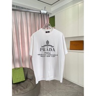 T-shirt Prada/ T-shirt kasual Prada bercorak cetakan T-shirt lengan pendek baju kasual anti-kedut G3