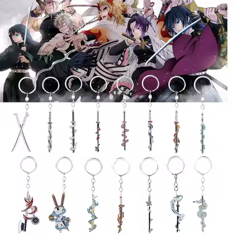 Anime Demon Slayer Sword Keychain Kimetsu no Yaiba Tomioka Giyuu Kochou Shinobu Weapon Cosplay Props