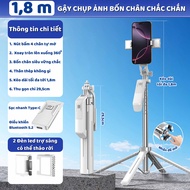 Gậy tự sướng bluetooth p18 mẫu mới nhất gậy tự sướng siêu dài điều khiển từ xa đèn có thể tháo rời