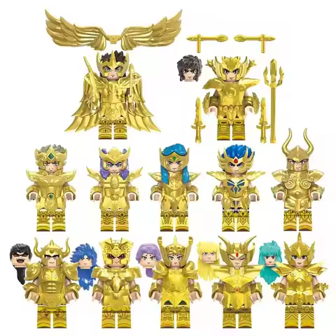 6/12Pcs/Set Anime Saint Seiya Building Blocks Athena Shiryu Ikki Golden Warrior Figures Bricks Carto